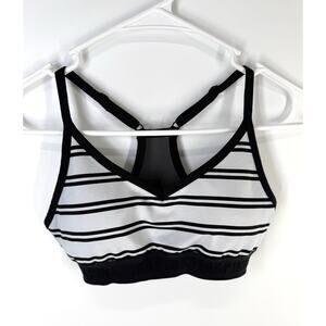 victorias secret pink ultimate sports bra Small Black White Stripes Gym Athletic